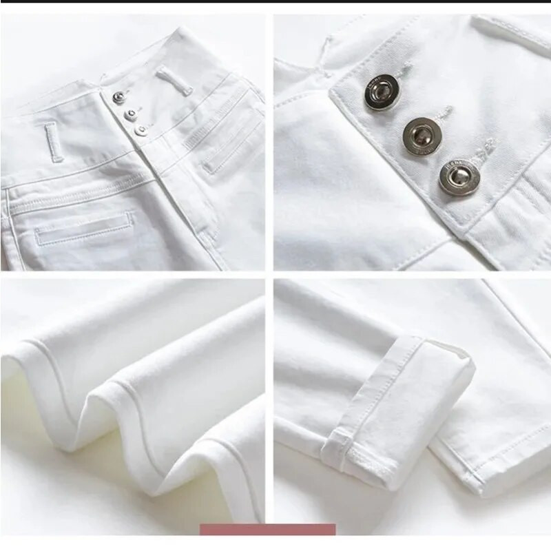 Džínsové legíny po členky, nadrozmerné 5XL, vysoký pás, dámske módne strečové skinny džínsy Vaqueros, čierne a biele, slim ceruzkové nohavice