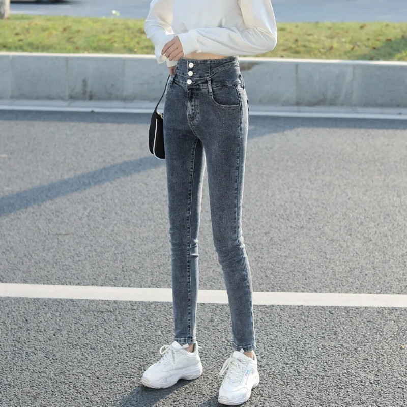 Blugi clasici pentru femei Pantaloni super elastici de modă 2024 Pantaloni de denim cu talie înaltă pentru femei Streetwear Trendy ropa de mujer