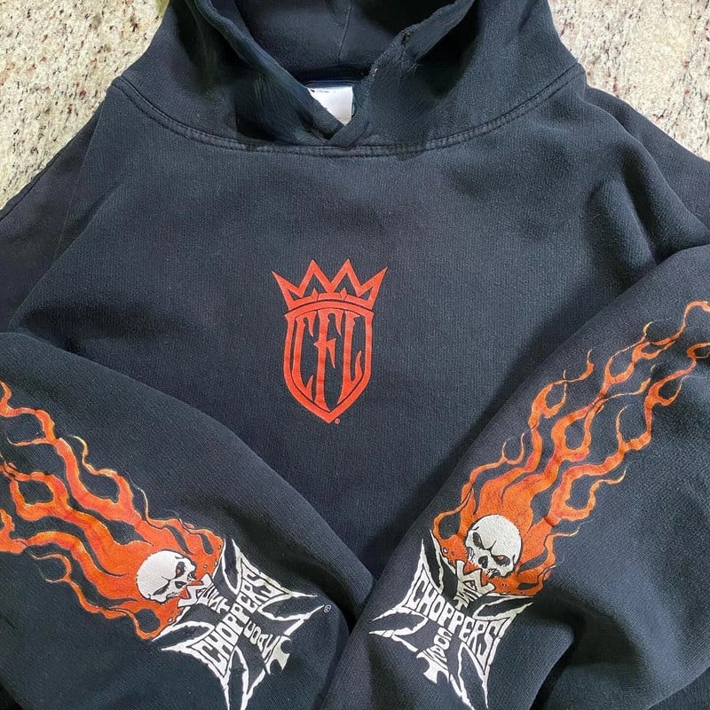 Kostra s plameňom, realistický osobný vzor Y2K, módny všestranný voľný a lenivý sveter s kapucňou, párový top, gotické dámske oblečenie