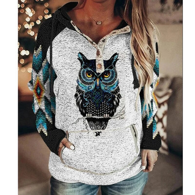 Hanoră cu glugă lup pentru femei, moda de toamnă, hanorace supradimensionate, transpirație vintage, haină pentru fete, hanorac pentru femei, haină, pulover cu glugă, trening cu bufniță