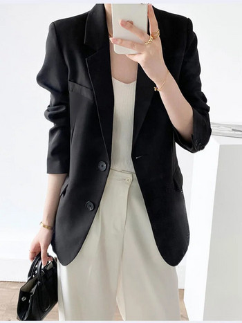Γυναικείο μπουφάν Office Lady Loose Blazer 2023 Άνοιξη φθινόπωρο, μονόχρωμα, casual blazers Σχεδιασμός κομψός ιδιοσυγκρασίας ρούχα Μόδα