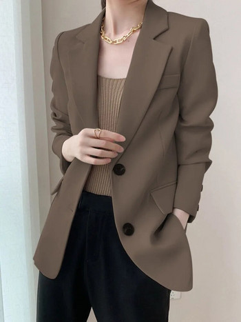 Γυναικείο μπουφάν Office Lady Loose Blazer 2023 Άνοιξη φθινόπωρο, μονόχρωμα, casual blazers Σχεδιασμός κομψός ιδιοσυγκρασίας ρούχα Μόδα