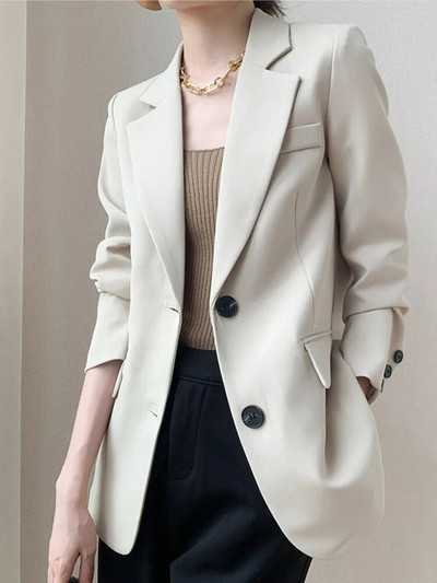 Γυναικείο μπουφάν Office Lady Loose Blazer 2023 Άνοιξη φθινόπωρο, μονόχρωμα, casual blazers Σχεδιασμός κομψός ιδιοσυγκρασίας ρούχα Μόδα