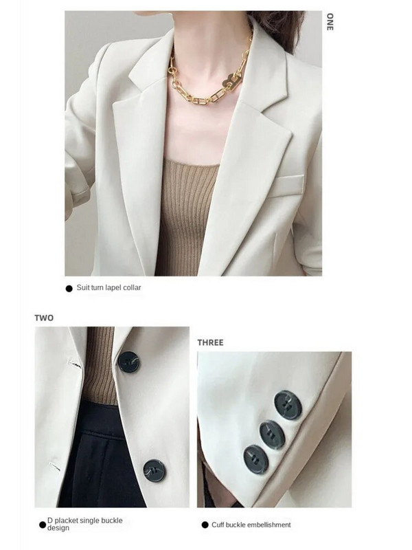Dámske voľné sako, jar/jeseň 2023, jednofarebné, ležérne saká, dizajn, štýl, elegantný temperament, oblečenie, móda