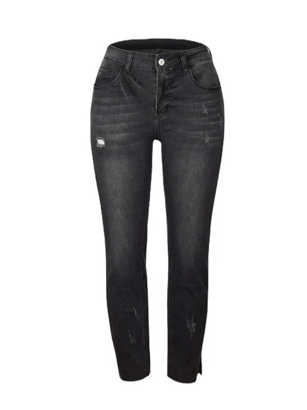 Nové strečové módne dámske oblečenie, rozparok, stredne dlhý pás, skrátené nohavice, džínsy, džínsové jogger nohavice, dámske super strečové džínsy, skinny dámske