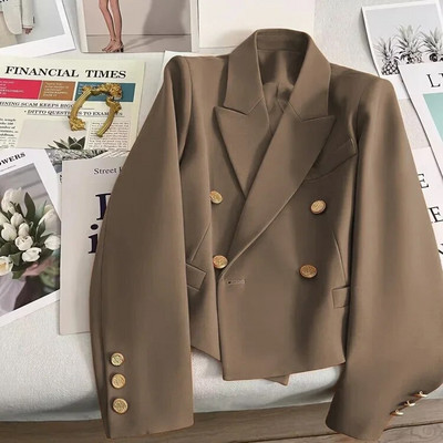 Jachetă de costum scurtă pentru femei, primăvară și toamnă 2024, versiunea coreeană, top de costum retro, popular pentru slăbit