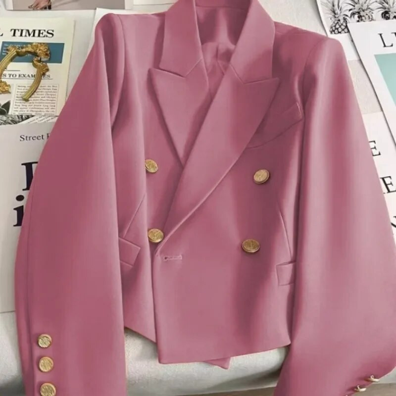 Jachetă de costum scurtă pentru femei, primăvară și toamnă 2024, versiunea coreeană, top de costum retro, popular pentru slăbit