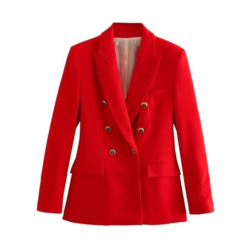 TRAF 2023 Office Blazer για Γυναικεία Διπλό στήθος Γυναικεία σακάκια Μακρυμάνικο ίσιο Blazer Γυναικείο Μπουφάν Streetwear Γυναικείο παλτό