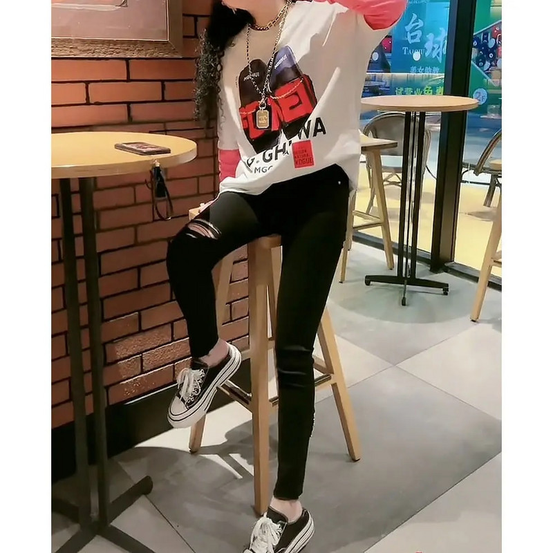 Dámske rifle s vysokým pásom, veľké veľkosti, dámske oblečenie, kórejská móda, džínsové overaly, mestské nohavice, trend