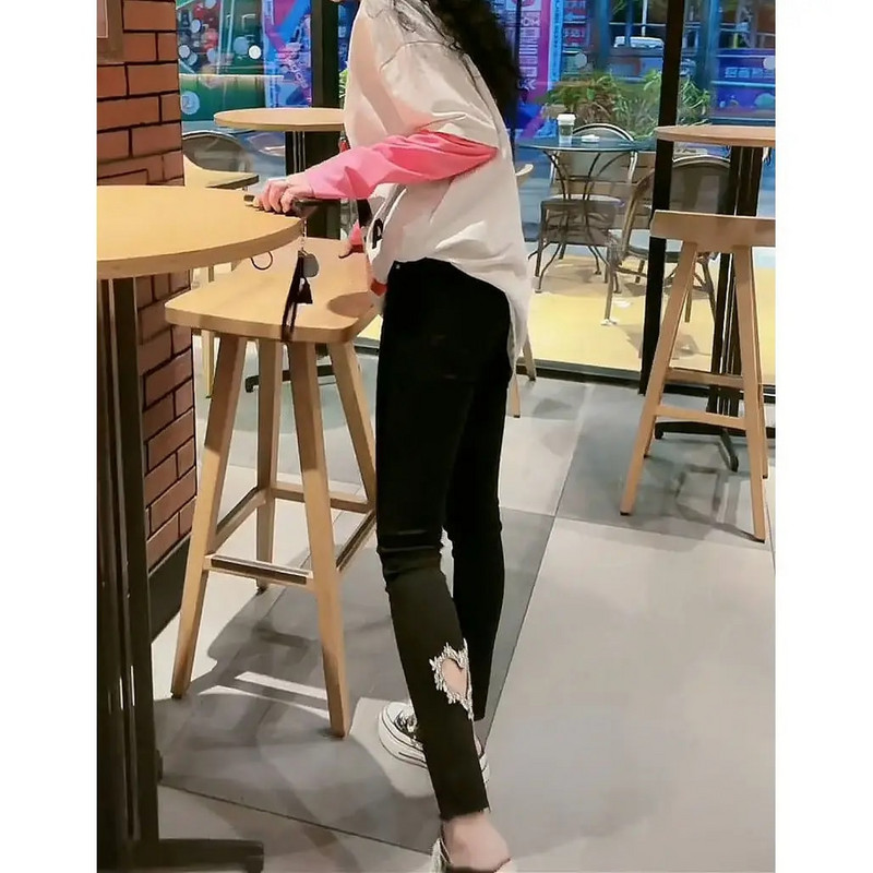 Dámske rifle s vysokým pásom, veľké veľkosti, dámske oblečenie, kórejská móda, džínsové overaly, mestské nohavice, trend