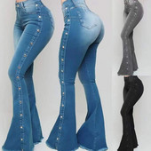 Pantaloni evazați din denim de damă Pantaloni de damă Plus Size 5XL Jeans Blugi de femeie cu talie înaltă 2023 Primăvara Toamnă Pantaloni High Street Îmbrăcăminte