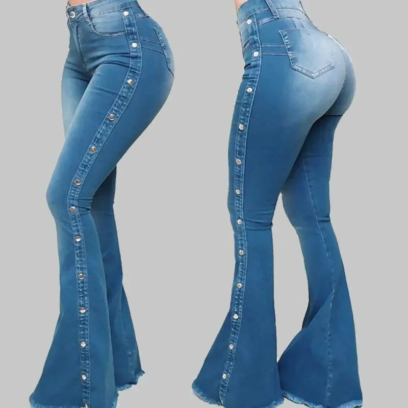Pantaloni evazați din denim de damă Pantaloni de damă Plus Size 5XL Jeans Blugi de femeie cu talie înaltă 2023 Primăvara Toamnă Pantaloni High Street Îmbrăcăminte