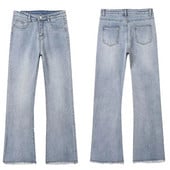 Nový dámsky štýl, ležérny, Ruili, móda, všestranný dizajn, retro kožušinové nohavice s mikrotrhaným vzorom, rovné džínsy