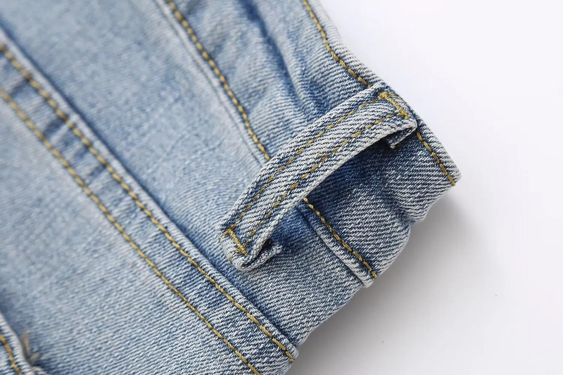 Nový dámsky štýl, ležérny, Ruili, móda, všestranný dizajn, retro kožušinové nohavice s mikrotrhaným vzorom, rovné džínsy