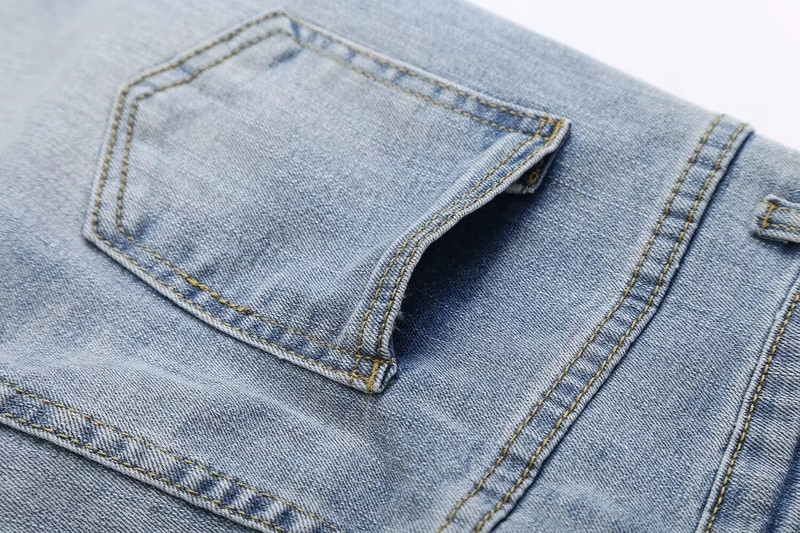 Nový dámsky štýl, ležérny, Ruili, móda, všestranný dizajn, retro kožušinové nohavice s mikrotrhaným vzorom, rovné džínsy