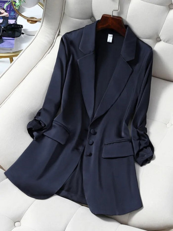 Μόδα Γυναικεία Ρούχα Casual Μακρυμάνικα Πέτο Μονόχρωμα Μονόστηθο Γραφείο Γυναικεία ιδιοσυγκρασία Κομψά μπλουζάκια παλτό Νέα