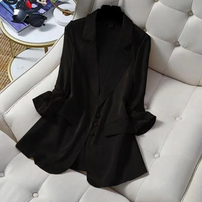 Moda femei haine casual cu mânecă lungă rever de culoare uni piept birou doamnă temperament șic palton Topuri nou