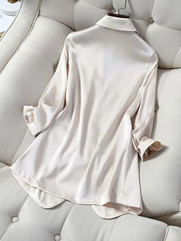 Moda femei haine casual cu mânecă lungă rever de culoare uni piept birou doamnă temperament șic palton Topuri nou