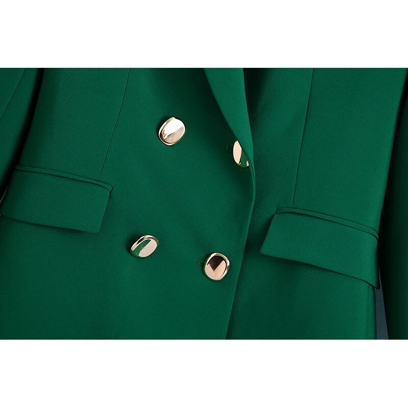 KONDALA 2023 Fashion Vintage Elegant Verde Oversized Long Femei Blazer Office Lady Buzunar Moda Toamnă Jachetă Femeie Business