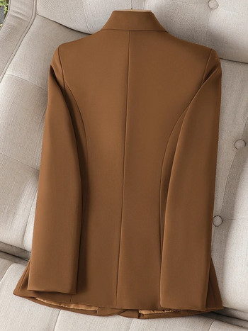 Нов пролетен есен кафяв черен блейзър Дамско едноредно офисно дамско яке с дълъг ръкав Бизнес работно облекло Официално палто