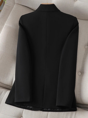 Нов пролетен есен кафяв черен блейзър Дамско едноредно офисно дамско яке с дълъг ръкав Бизнес работно облекло Официално палто