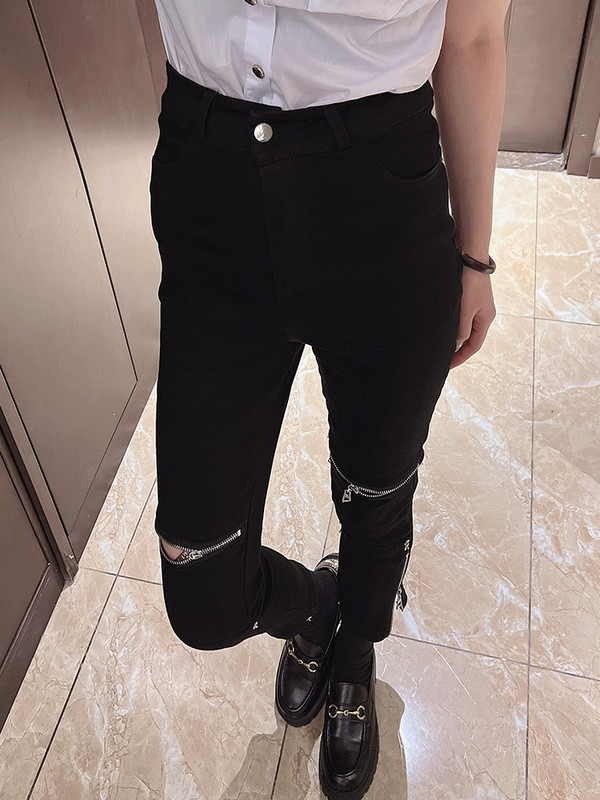 Blugi negri pentru femei 2023, noua primăvară, vară, blugi elastic pentru femei, pantaloni slim tăiați, pantaloni slim, îmbrăcăminte de stradă, blugi din denim pentru femei