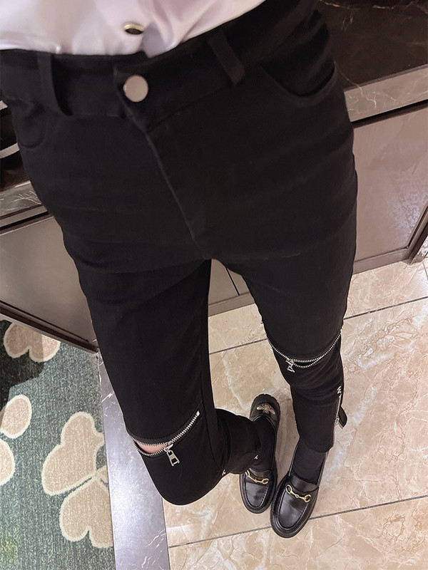 Blugi negri pentru femei 2023, noua primăvară, vară, blugi elastic pentru femei, pantaloni slim tăiați, pantaloni slim, îmbrăcăminte de stradă, blugi din denim pentru femei