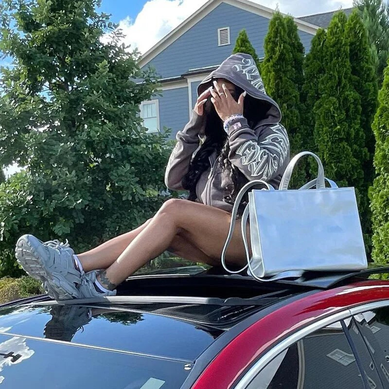 Nové zimné mikiny s potlačou písmen na zips 2022, streetwear, dámske kybernetické bundy s motívom Y2k, kardigany, gotické punkové oblečenie, mikiny