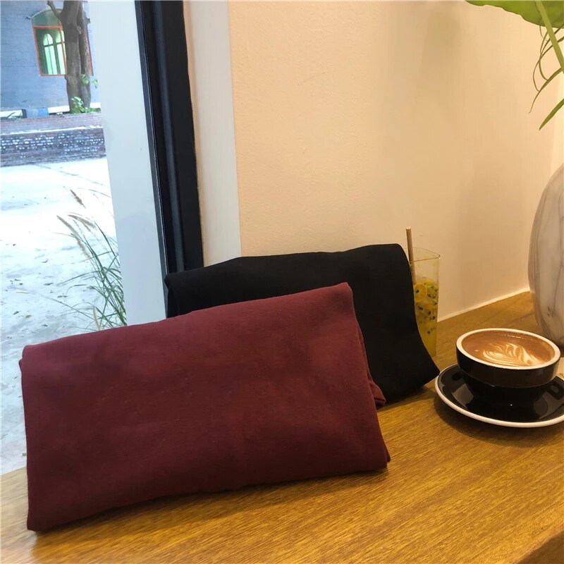 Hanorace fără pălărie pentru femei, elegante, solidă, burgundă, la modă, Ulzzang, toate se potrivesc, cu gâtul în formă de O, Topuri cu mânecă lungă în stil japonez