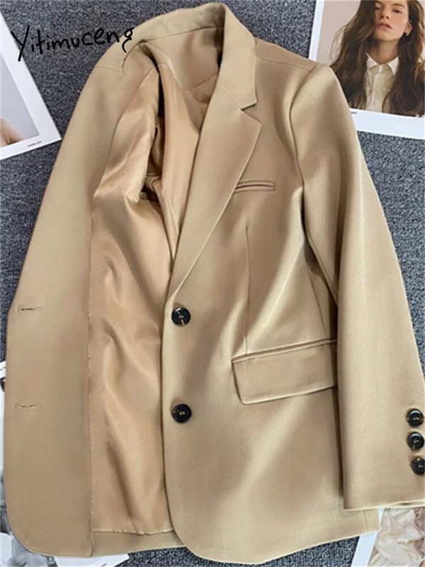 „Yitimuceng“ moteriškas švarkas su apykakle, 2023 m. Naujos mados, laisvalaikio biuro moteriškos paltai, vientisa, elegantiška striukė