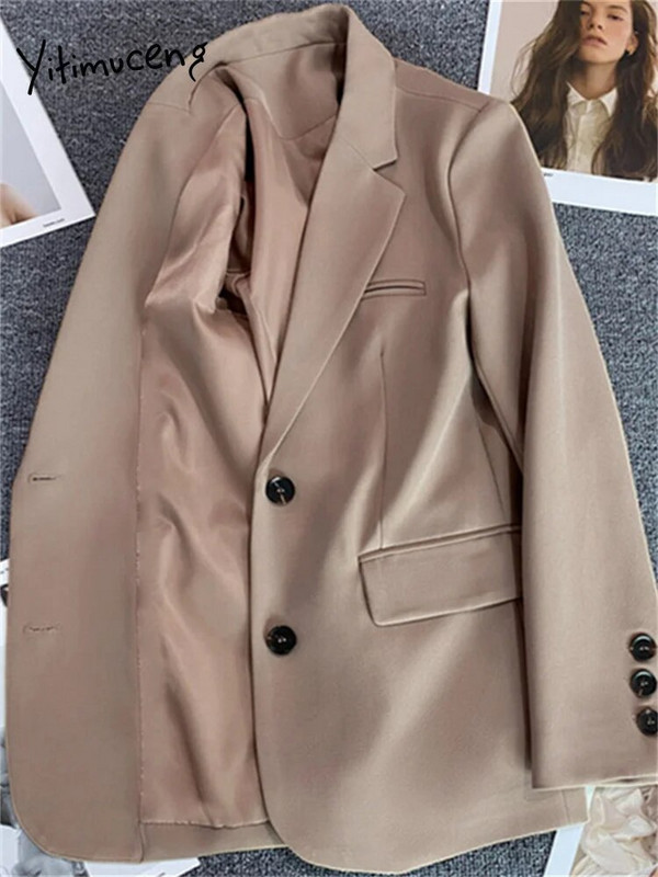 „Yitimuceng“ moteriškas švarkas su apykakle, 2023 m. Naujos mados, laisvalaikio biuro moteriškos paltai, vientisa, elegantiška striukė