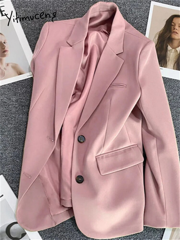 „Yitimuceng“ moteriškas švarkas su apykakle, 2023 m. Naujos mados, laisvalaikio biuro moteriškos paltai, vientisa, elegantiška striukė