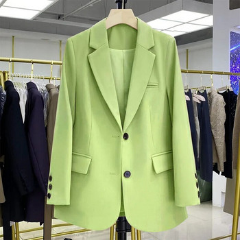 Blazer για γυναίκες Casual Κορεάτικο μονόχρωμο μακρυμάνικο σακάκι γυναικείο παλτό Cropped Blazer