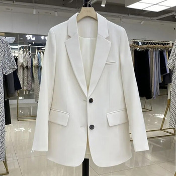 Блейзър за жени Ежедневно корейско едноцветно тънко яке с дълъг ръкав Дамски палта Скъсен блейзър