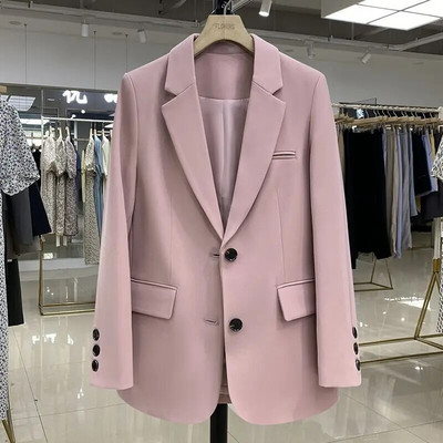 Blazer για γυναίκες Casual Κορεάτικο μονόχρωμο μακρυμάνικο σακάκι γυναικείο παλτό Cropped Blazer