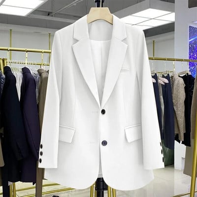 Dámske sako, ležérne kórejské jednofarebné sako s dlhým rukávom, úzke sako, dámske kabáty, orezané sako