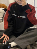 HOUZHOU Vintage Y2K Patchwork Crewneck Mikiny pre ženy Harajuku Kpop Letter Print Oversize Dlhý rukáv Mikiny s kapucňou Kórejská bavlna