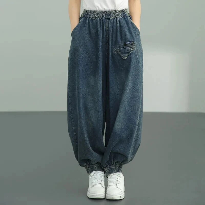 Oversize 110kg Vintage Baggy Farmer Alkalmi Pantalones Holgados Mujer Rugalmas magas derékú farmer széles szárú nadrág Streetwear Vaqueros