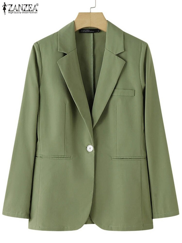 2023 ZANZEA primăvară cu mânecă lungă îmbrăcăminte elegantă pentru femei la modă Blazer cu rever gât paltoane vintage cămăși culoare solidă costume OL pentru birou