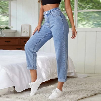 Dámske džínsy pre plnoštíhle ženy, svetlomodré háremové džínsy s vysokým pásom, elastické členkové džínsy, 100 kg, jarné a letné džínsy pre mamičku