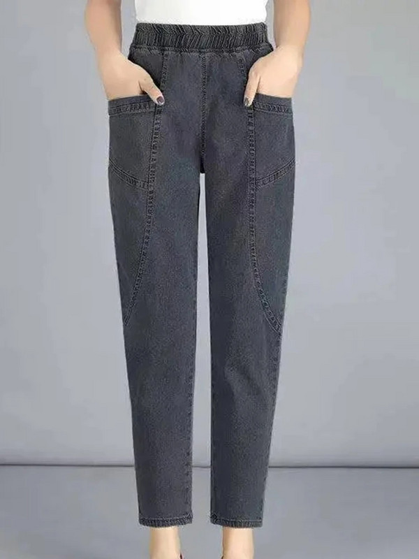 Vintage talie înaltă, până la glezne, blugi albaștri Pantaloni harem elastici din denim mărime mare 4xl femeie Jogger Vaqueros Casual baggy Spodnie
