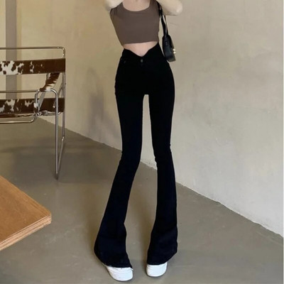 Blugi de damă Pantaloni evazați Pantaloni evazați cu clopoței pentru femei Skinny Slim Fit Denim Anii '90 Streetwear Gyaru Elemente de bază pentru designer de lux