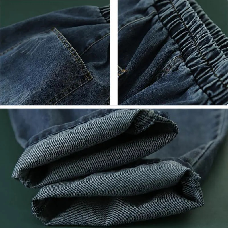 Utcai ruházat, bokahosszú hárem farmer Női alkalmi punk táskás farmer nadrág Vintage design magas derekú Vaqueros divatos nadrág