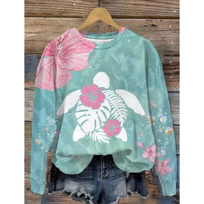 Dámska mikina s kapucňou, retro okrúhly golier, vzor veľryby, 3D potlač, jesenné a zimné tričko s dlhým rukávom, dámske voľné pulóvre