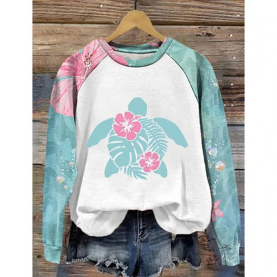 Dámska mikina s kapucňou, retro okrúhly golier, vzor veľryby, 3D potlač, jesenné a zimné tričko s dlhým rukávom, dámske voľné pulóvre