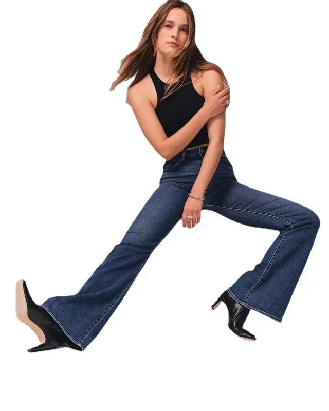 Dámske džínsy Flare Rifle, vintage džínsy, dámske džínsy s vysokým pásom, módne strečové nohavice s vreckami, plus veľkosť, široké nohavice