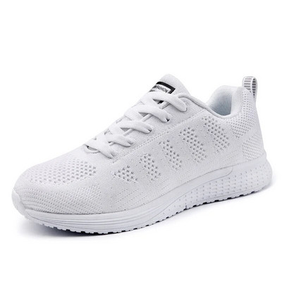 Pantofi casual pentru femei, la modă, respirabil, pentru mers, plasă, cu șireturi, pantofi plat, pantofi pentru femei, 2022, Tenis Feminino, pantofi vulcanizați albi