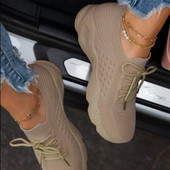 Pantofi de dama Pantofi casual Pantofi cu siret din plasa respirabila Pantofi vulcanizati cu platforma de dama Pantofi de dama Pantofi Mujer