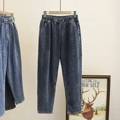 L-6XL Blugi largi de marime mare Blugi cu talie înaltă pentru femei Blugi pentru mamă de femeie Pantaloni harem largi din denim cu talie elastică