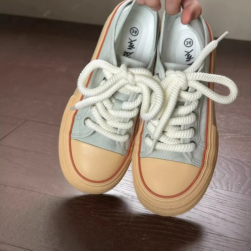 Dizainerio batai 2023 m. rudens moteriški drobiniai batai Korėjos mados platforminiai sportbačiai Rožiniai, laisvalaikio suvarstomi batai Moteriška Zapatos Mujer